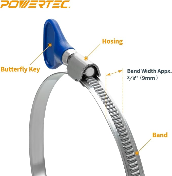 POWERTEC 70226 4 Inch Left Hand Keyed Bridge Hose Clamp, Thumb Screw Key - Image 5