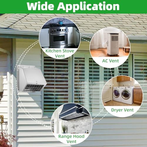 6 Inch Wall Vent Cover Dryer Vent Cover Outside, 304 Stainless Steel Exhaust - Image 7