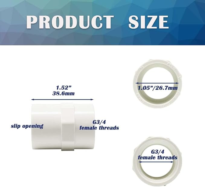10PCS 3/4 Inch Female Thread White PVC Fittings 2-Way PVC Pipe Coupling Adapter - Image 2