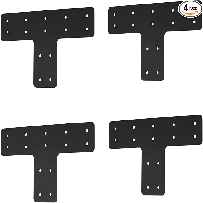 T Post Bracket 4pcs, T Shape Brackets | Black Powder Coated Post to Beam by YVHFWOY
