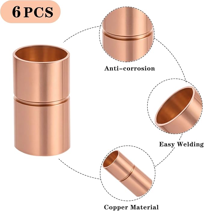 Straight Copper Coupling Fittings, 1/2 Inch Copper Pipe Welding Joint Connector - Image 3