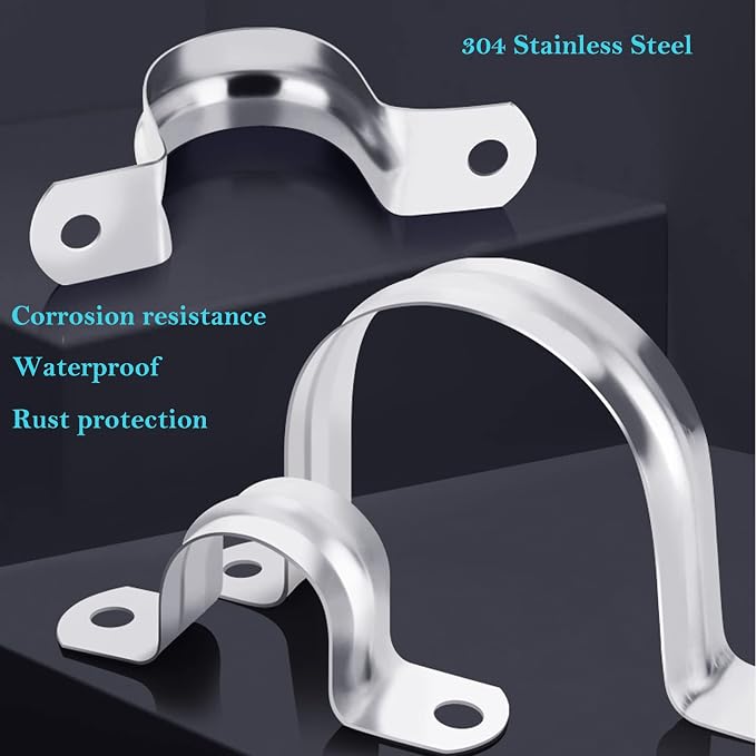 AKIHISA Pipe Clamps, 304 Stainless Steel 2 Hole Pipe Bracket, ID 7/8Inch - Image 5