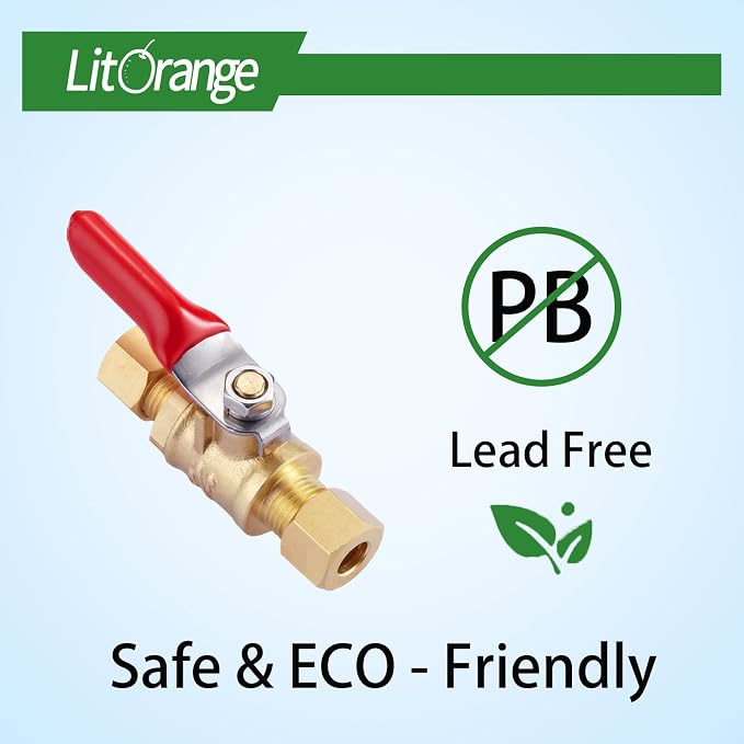 4 Pcs Lead-Free Brass Mini Ball Valve Shut Off Switch, 1/4 inch Compression | - Image 6