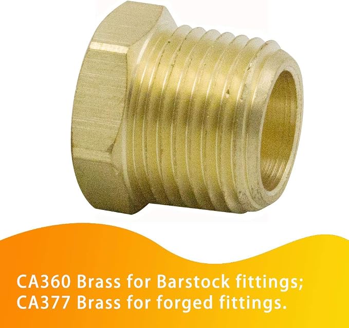 1/4" NPT Male to 1/8" NPT Female Brass Reducer Bushing Forged Hex Head Pipe - Image 3