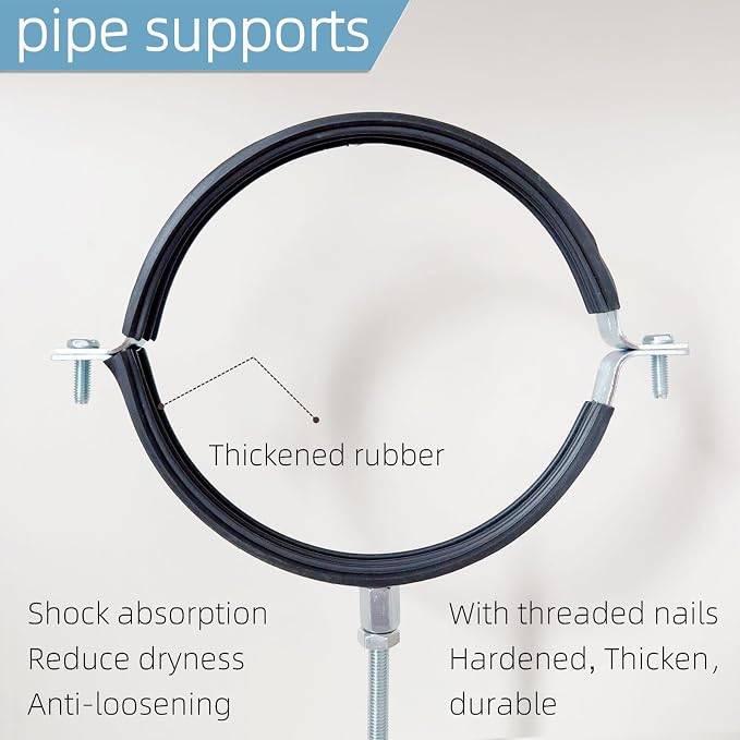 2 Sets Premium 4 Inch Adjustable Pipe Metal Bracket，Heavy Duty Galvanized Iron - Image 4