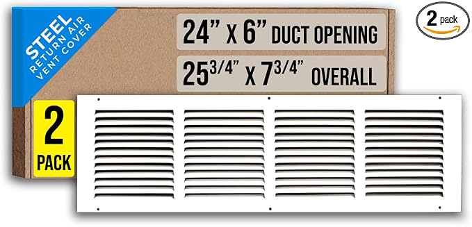 Fits 24x6 Duct Opening | Steel Return Air Grille by Handua | Vent Cover Grill by Handua