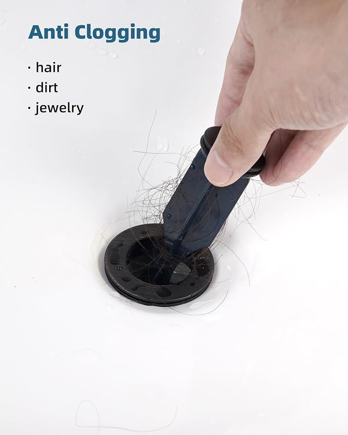 2PCS Bathroom Sink Drain with Lift Rod, Universal Fit, Oil Rubbed Bronze - Image 6