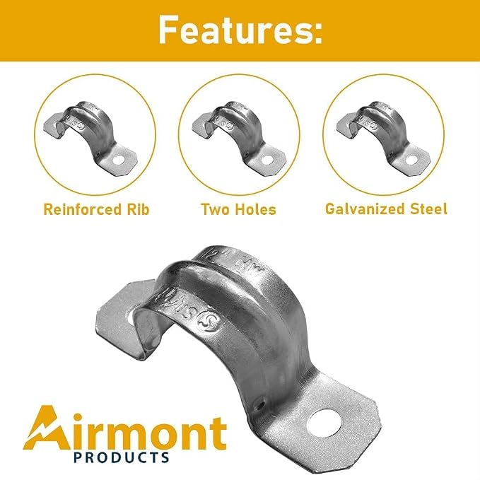 1-1/2-Inch EMT Two-Hole Conduit Strap — Reinforced Rib, Heavy-Duty Zinc-Plated - Image 3