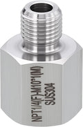 1 Pack 304 Stainless Steel Male to FeMale Adapter, M10*1 Male x 1/4" FeMale NPT by Rebower
