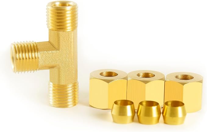 ChillWaves Brass Tee Compression Tube Fitting, 1/8" OD x 1/8" OD x 1/8" OD - Image 6