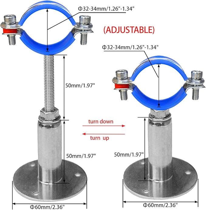 Wall Mount Ceiling Mount Pipe Supports, Adjustable Pipe Clamps、Hangers、 - Image 2