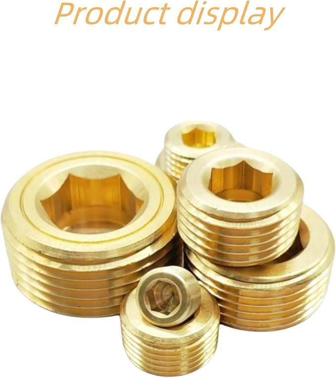 12PCS 1/2" NPT Brass Male Pipe Plug Fitting Hex Counter Sunk Pipe Plug - Image 7
