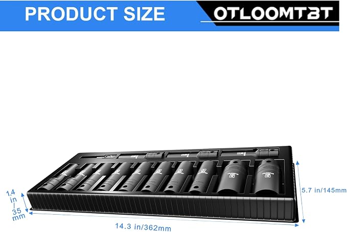 OTLOOMTBT 1/2" Drive Impact Socket Set, Metric Deep - Image 9