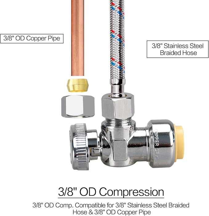 Angle Stop Valve, 1/2" PTC Input, 3/8" OD Compression Output | - Image 5