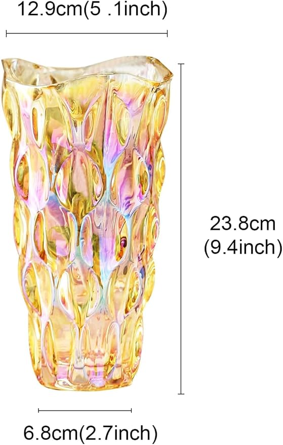 CEMABT Amber Glass Vase for Centerpieces, 9.4-inch Height, 5.1-inch Opening - Image 3