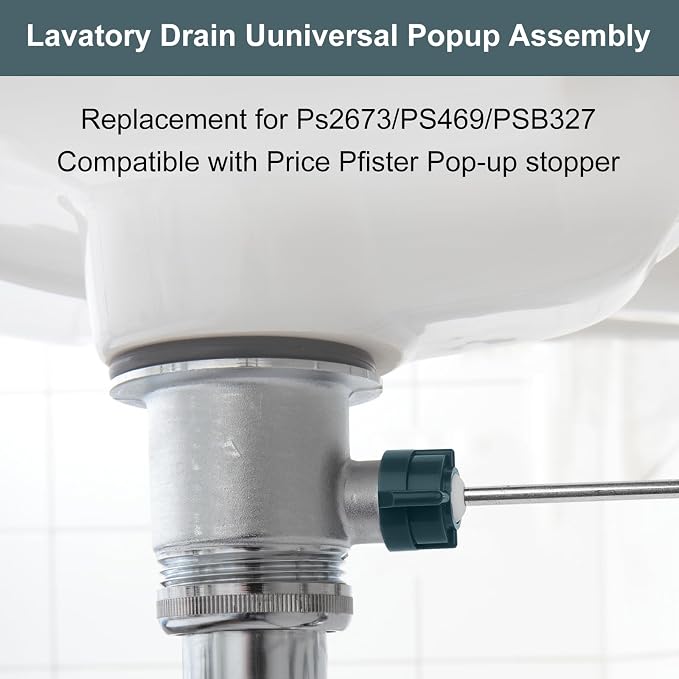 2-Piece Lavatory Pop-Up Drain Assembly Kit – Sink Ball/Pivot Rod Replacement - Image 4