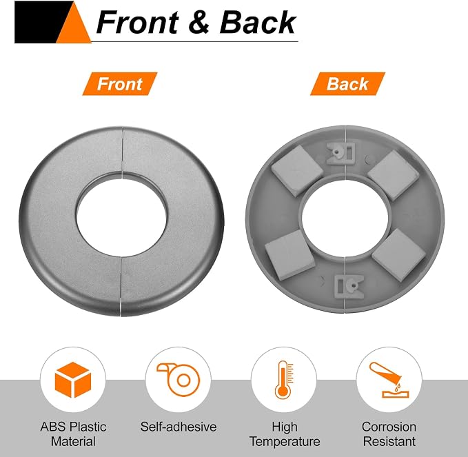 HARFINGTON 2pcs Wall Split Flange 22.5mm/0.9" Self-Adhesive Plumbing Cover - Image 5