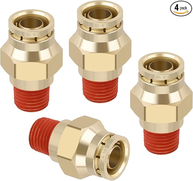 DOT Approved Male Straight Brass Union 1/2" Tube x 1/4" NPT, Quick Connect Union by BOERAY