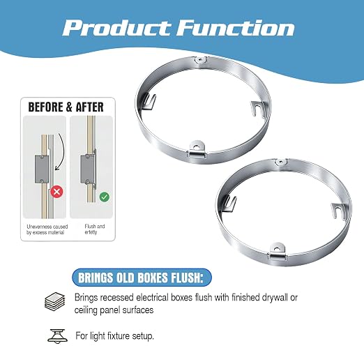 4 Inch Round Pan Box Extension Ring 57111 Fits Ceiling Box, 6 Pack, Metal | - Image 3