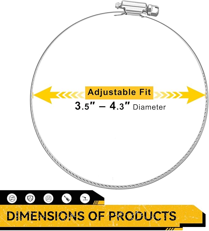 4 Pack 4 Inch Hose Clamp, 304 Stainless Steel Quick-Screw Dryer Vent Clamp | - Image 4