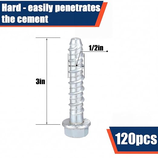 Tandefio 120 Pack 1/2 x 3 Concrete Anchors and Screw Kits Galvanized | Large - Image 2