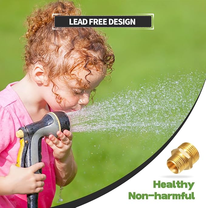 (2 Pack Lead-Free Brass Garden Hose Threaded 3/4" GHT to 1/2" NPT Fitting - Image 5