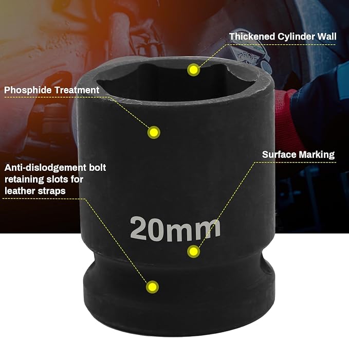 1/2" Drive 20mm Deep Impact Socket, 6 Point Chrome Molybdenum Steel Heavy Duty - Image 5