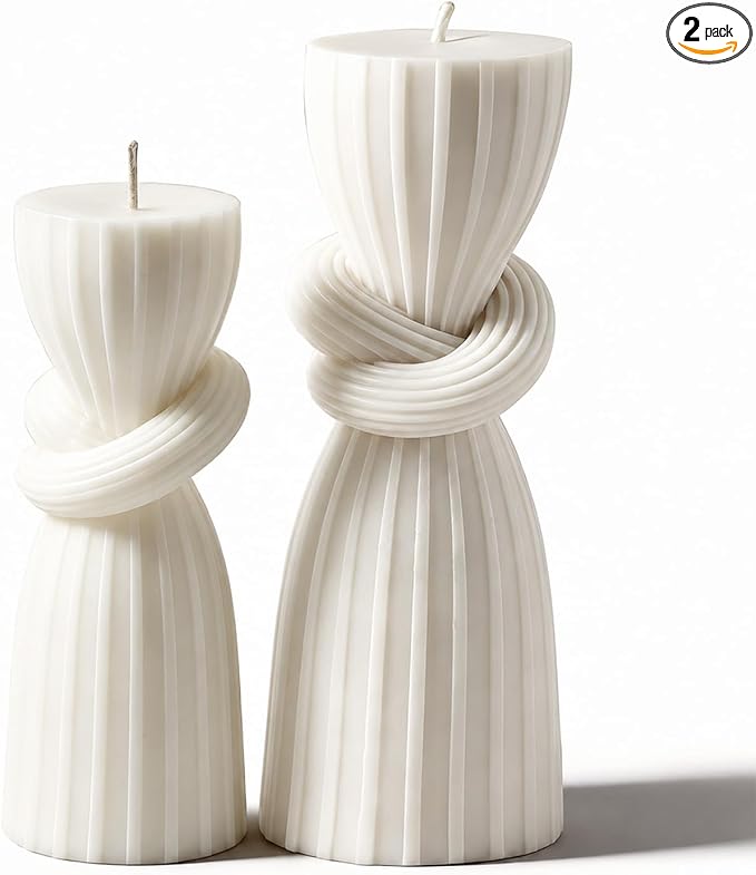 2 PCS Nordic Knot Pillar Candle Handmade Pillar Scented Soy Wax, room & Table by JDHSilicone