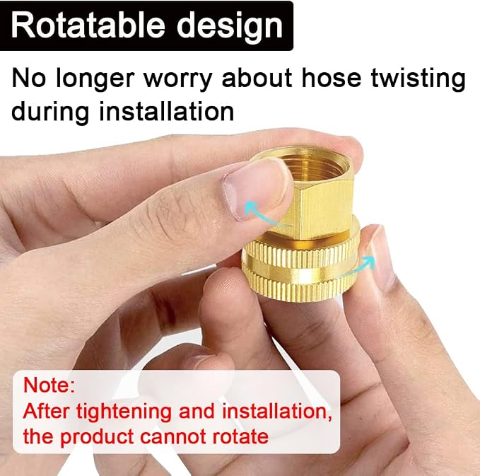Joywayus 2PCS Brass Swivel Pipe Fitting 3/4" GHT x 1/2" NPT Double Female | - Image 4