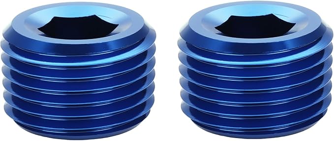 1 NPT Male Thread Allen Head Socket Pipe Plug Fitting Aluminum Blue - Image 2