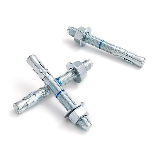 1/2" x 4-1/4" Concrete Anchors 1/2 inch Wedge Anchors Bolts Zinc Plated by HROMIGRY