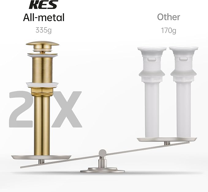 KES Sink Drain Without Overflow Bathroom Pop Up Drain Assembly Stopper Vessel - Image 3