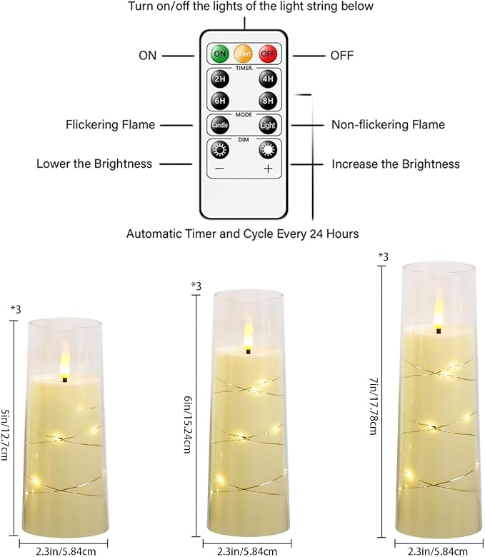 Nimiko Flickering Flameless LED Candles, Battery Operated Candles 9 Pcs - Image 2
