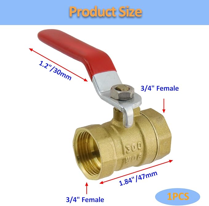 Brass Ball Valve Shut Off Switch 3/4" Female to 3/4" Female | Thick Brass - Image 2