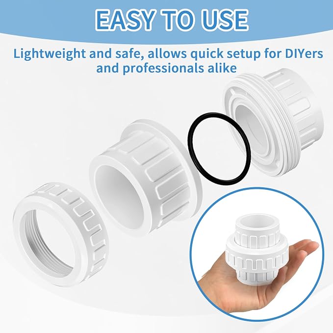 2 Pcs 3/4" PVC Union Pipe Fitting, 3/4 inch PVC Slip Union Coupling Adapter - Image 5