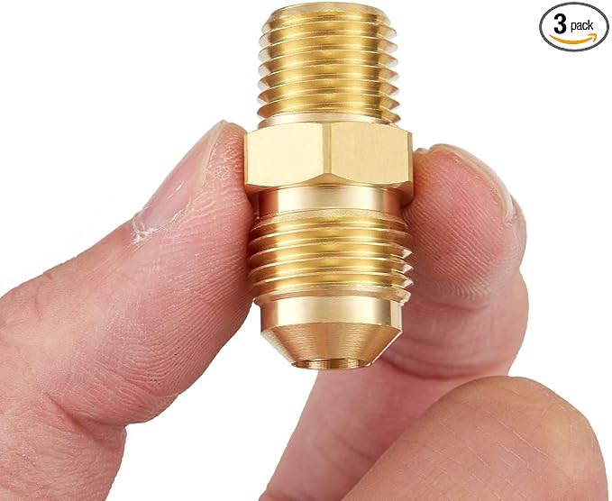 3 PCS Brass Gas Adapter 3/8" Flare x 1/4 Inch NPT Male Pipe Connector | Couples by LitOrange