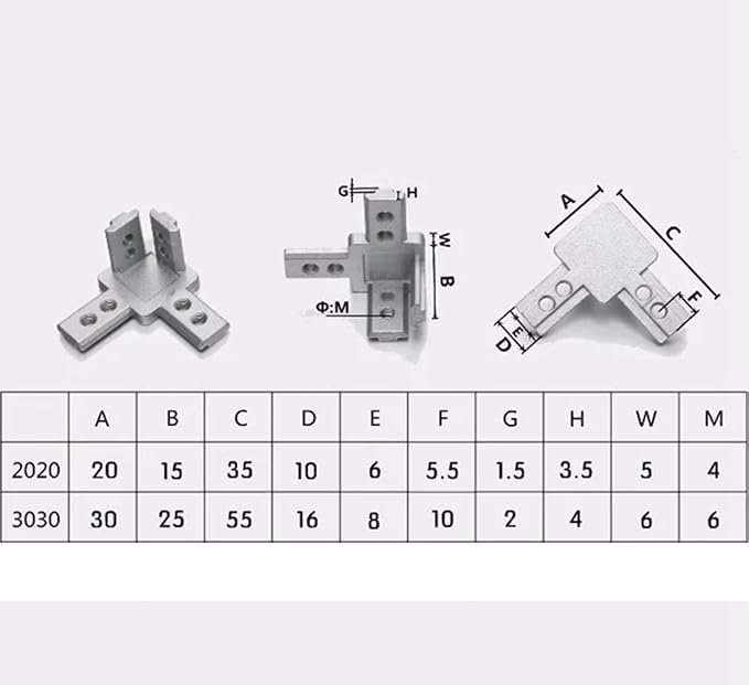 4-Pack 3030 Series 3-Way End Corner Bracket Connector, - Image 7