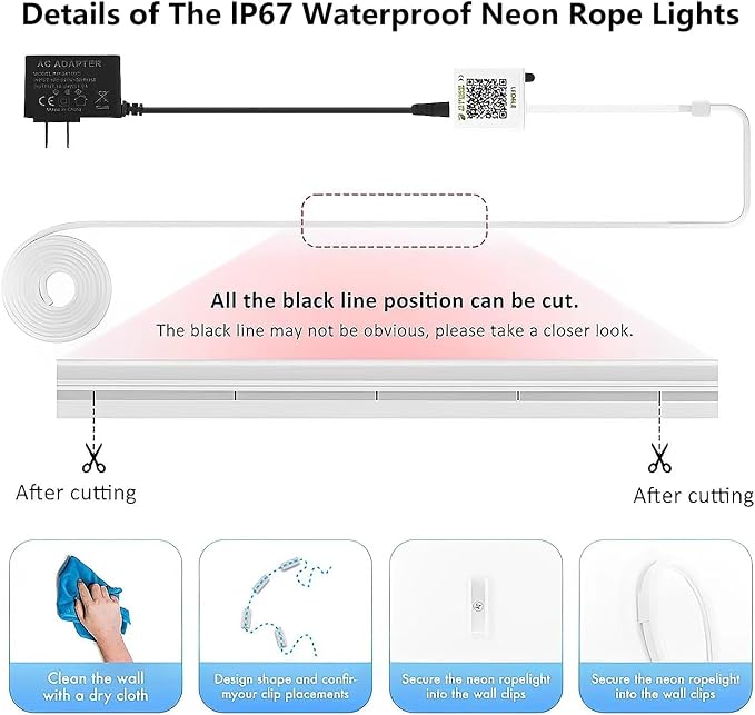 SILFU Neon Rope Lights, 100FT RGB LED Strip Lights | Waterproof IP67 LED Lights - Image 8
