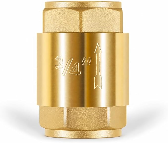 Brass In-Line Check Valve 3/4 Inch FNTP, One Way Water Hose Check Valve | by Camoo