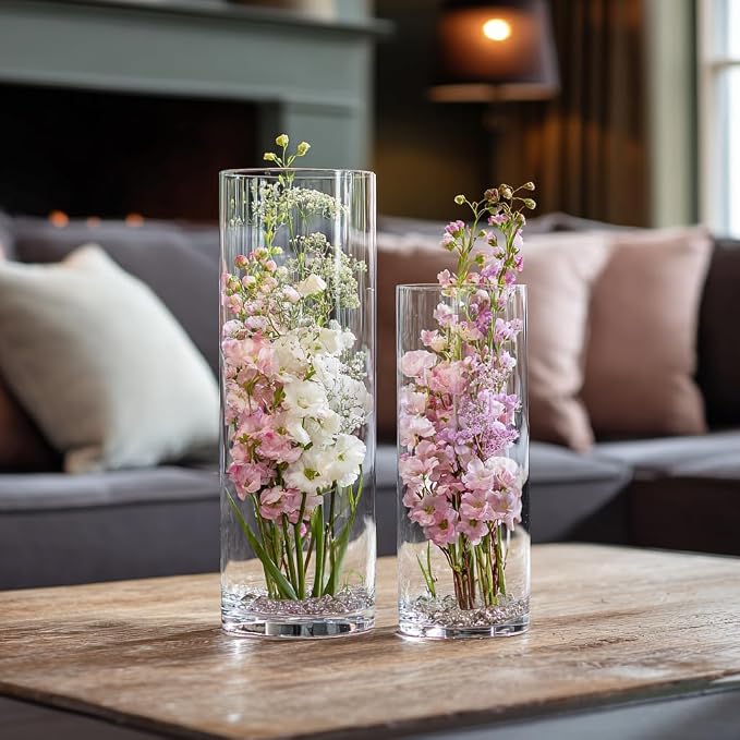 20 Pack Glass Cylinder Vase for Centerpieces, 7.48 and 7.87 inch Candle Flower - Image 4