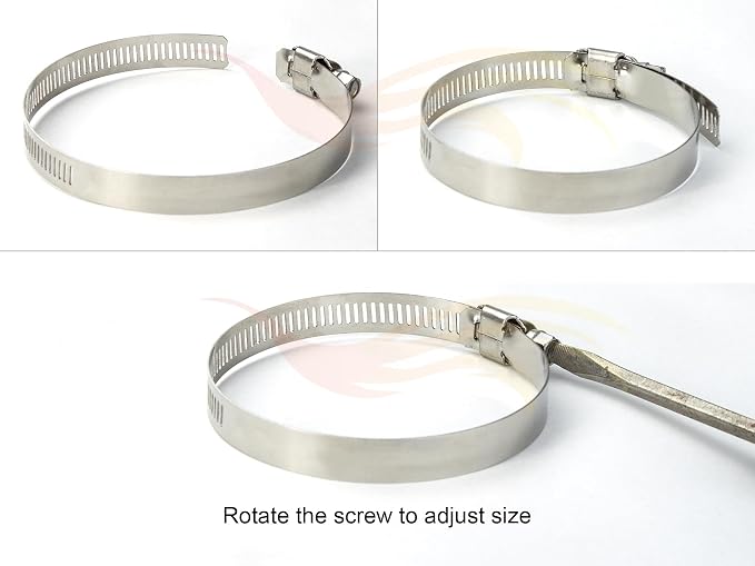 10 Pack 3.5 Inch Flexible Adjustable Worm Clamps Gear Duct Fuel Line Hose Pipe - Image 2