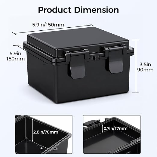 LeMotech Junction Box IP67 Waterproof Electrical Box Outdoor ABS Plastic Hinged - Image 3