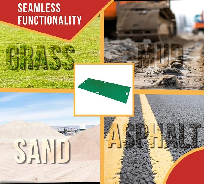12 Pk 3' x 8' - 1/2" Thick Heavy Duty Green Ground Protection Mats - Easily - Image 6