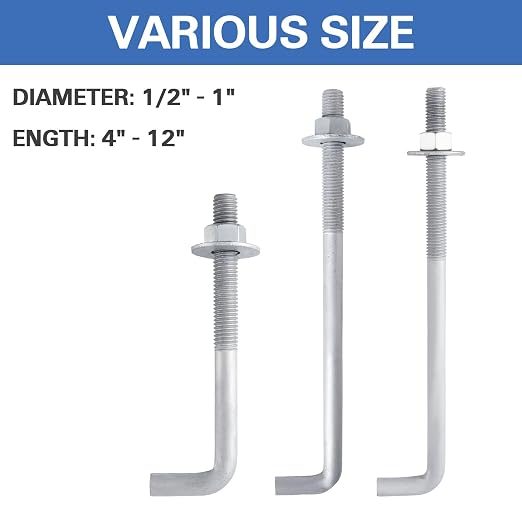5/8” x 10” Concrete Anchor Bolts L Shaped, Hot-Dip Galvanized - Image 4