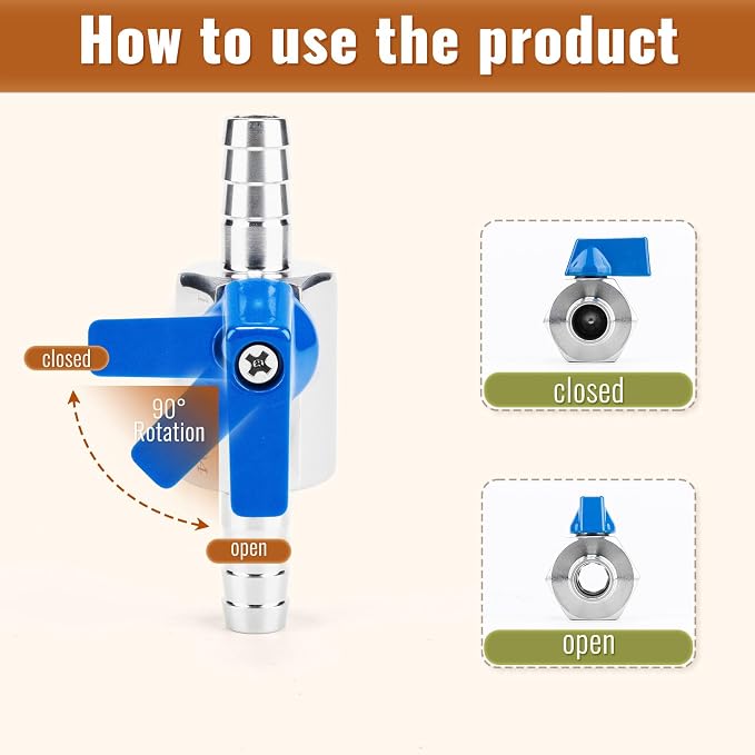 2Pack 5/8" Hose ID Barb Mini Ball Valve, Stainless Steel Small Shut Off Valve - Image 4