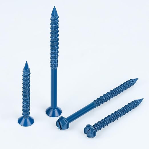 1/4" x 2-1/4" Concrete Screw Anchor Blue Flat Head Screws - Image 7