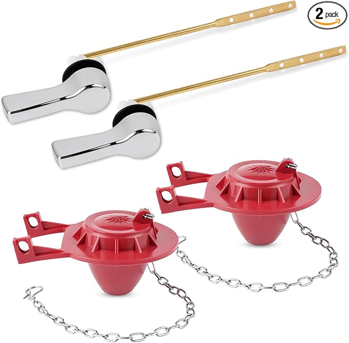 Hibbent 2 Pack Universal Front Mount Toilet Handle & 2'' Toilet Flapper | by Hibbent