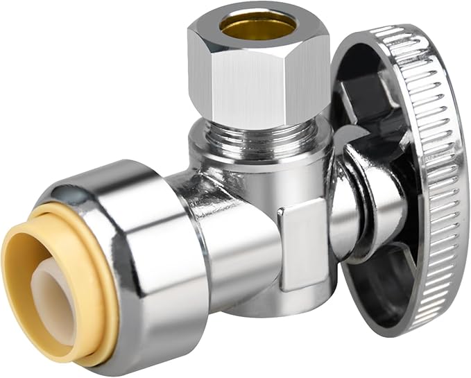 Angle Stop Valve, 1/2" PTC Input, 3/8" OD Compression Output | by PXZBLG