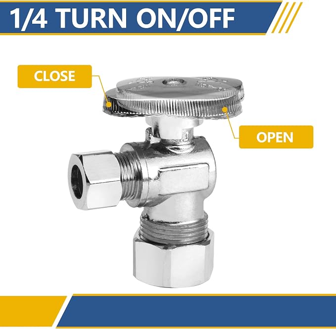 20 Pack GUOFIS Angle Compression Stop Valve, 1/4 Turn Water Shut Off Valve | - Image 5