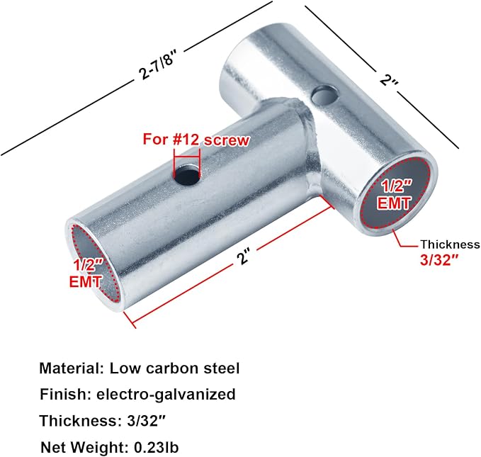 12 Pack 1/2" EMT Pipe Connector Clamps, Tee Fitting - Image 2